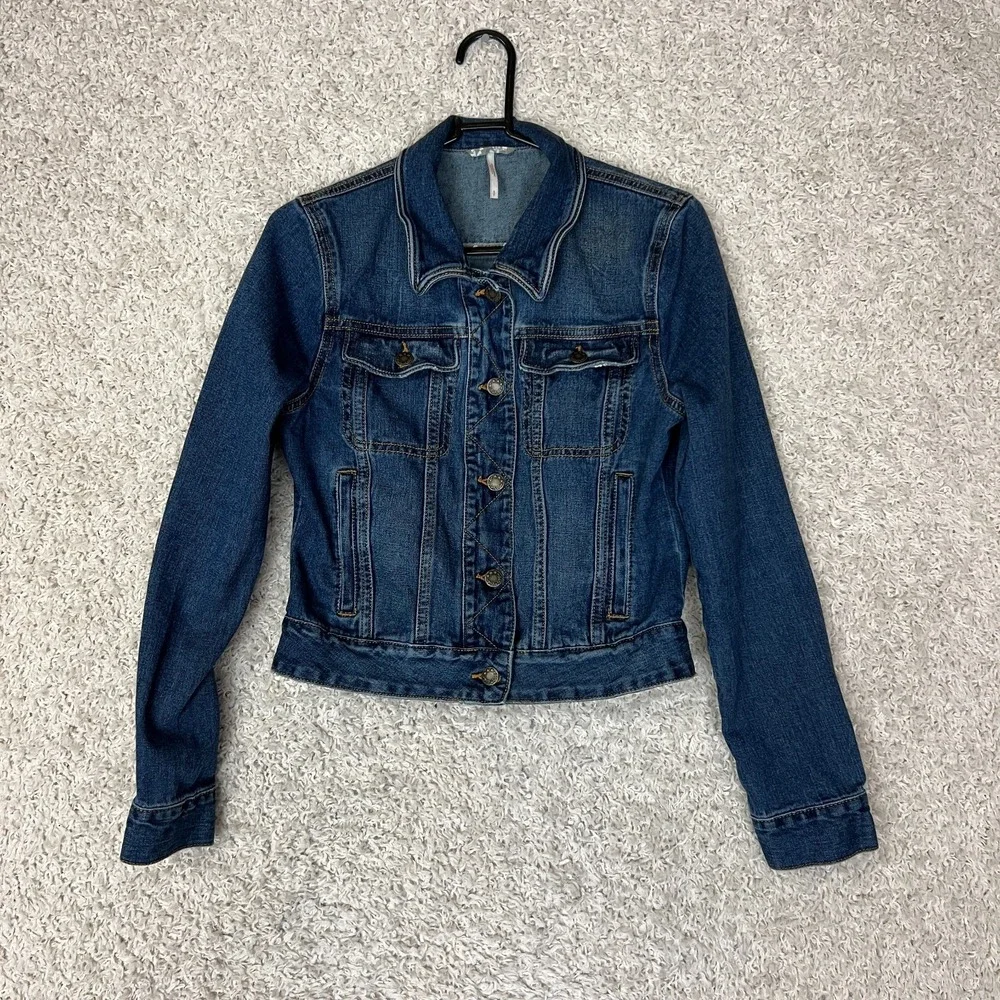 Free People Denim Jacket Womens Small Blue Jean Concert Boho Festival - Picture 1 of 8